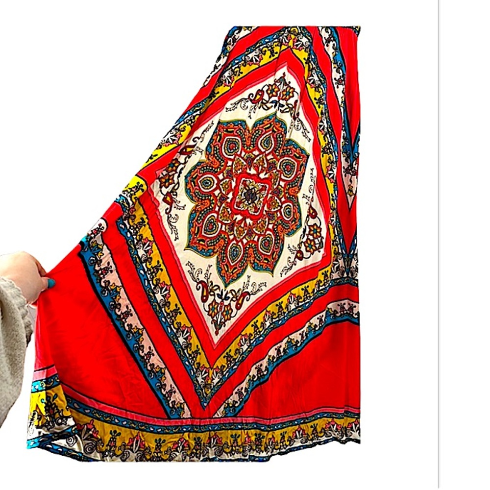 Flying tomato bright colorful maxi skirt boho size small